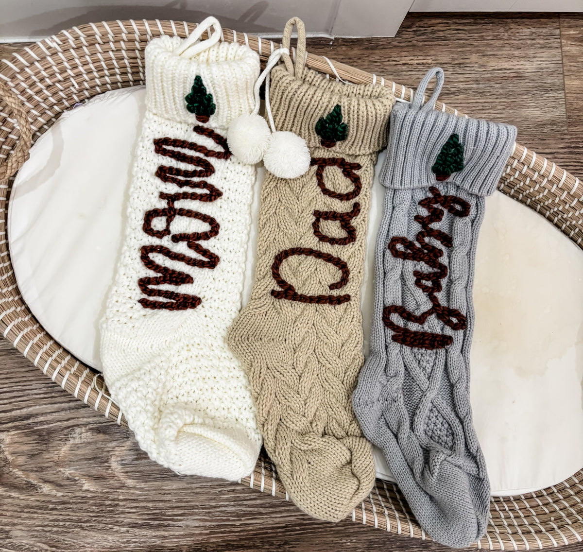 Personalized Christmas Knit Stockings set of 3