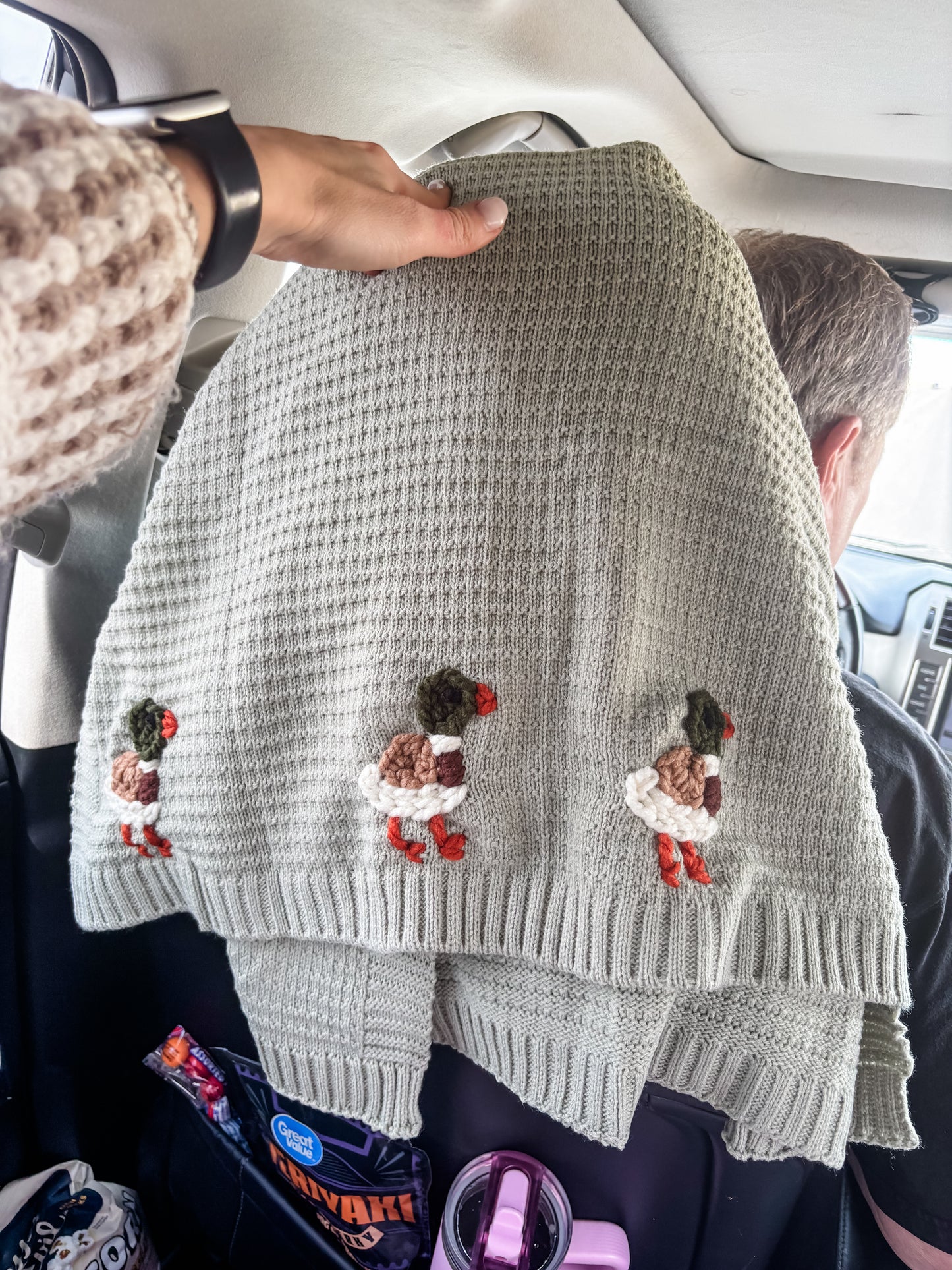 Sage green mallard duck blanket