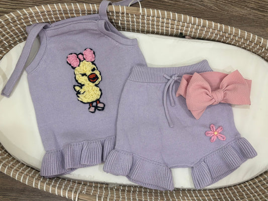 🐣💜 Lavender Chick Knit Tank Set