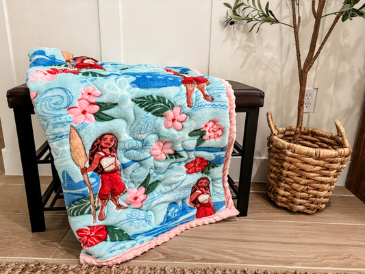 peachy Moana-inspired minky blanket 🌊🌺