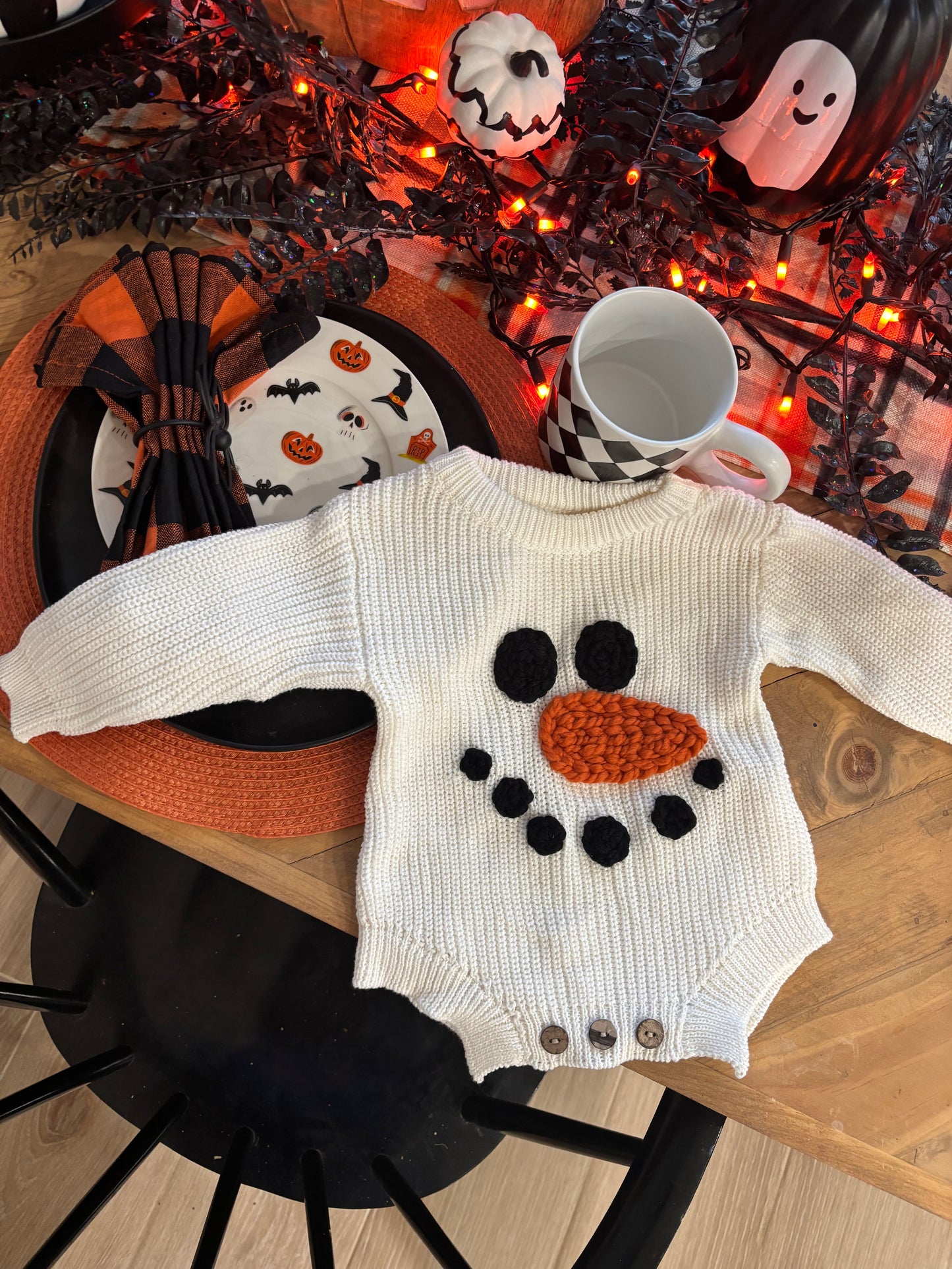 ❄️ Hand-Embroidered Snowman Romper