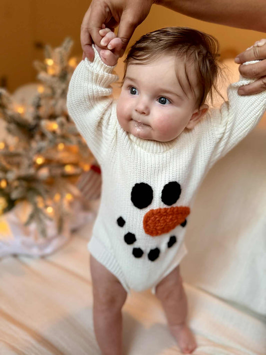 ❄️ Hand-Embroidered Snowman Romper