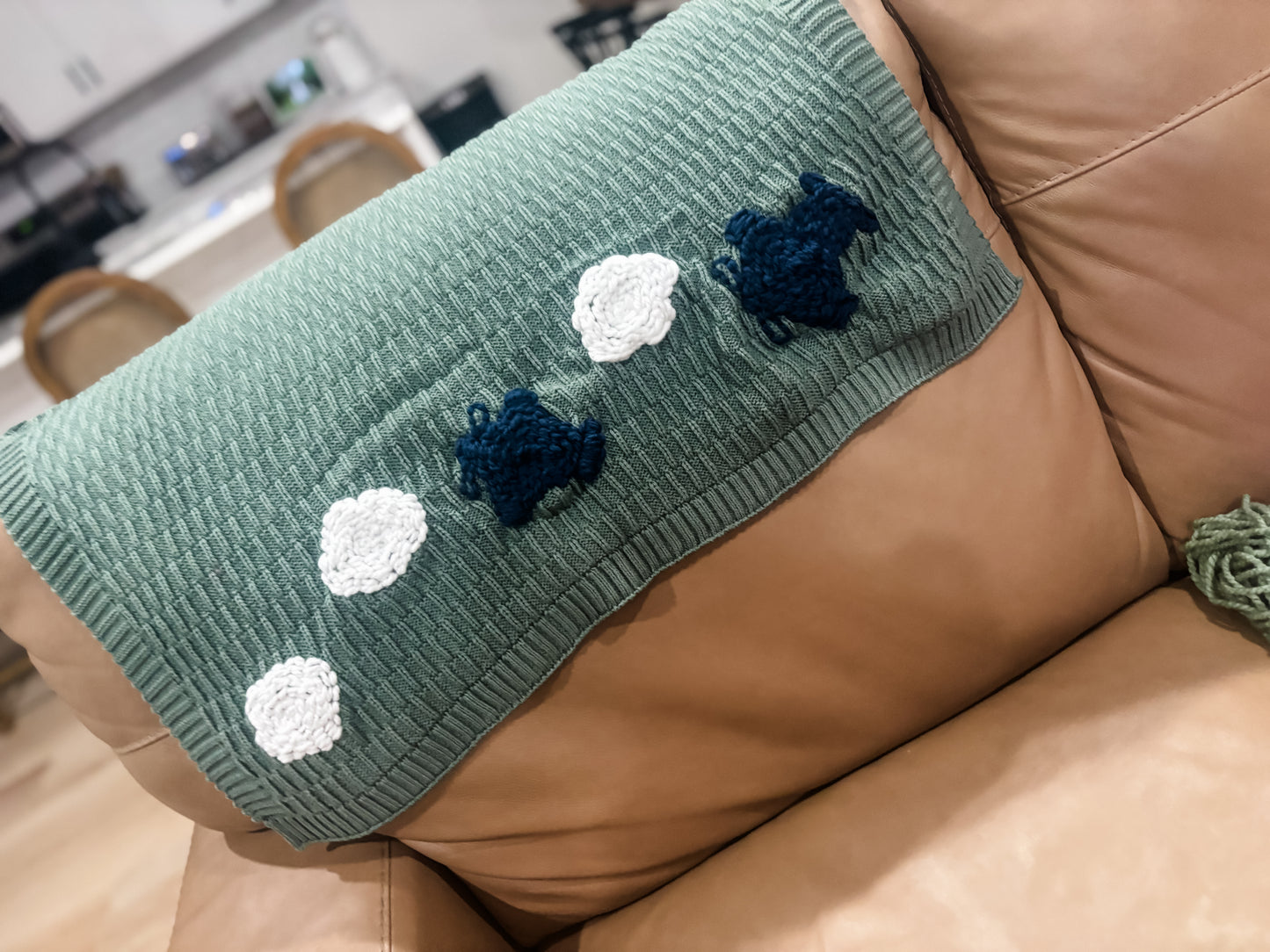 ✈️☁️ Dark Green Airplane Knit Blanket