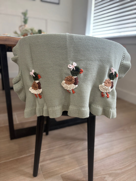 Sage green ducks and bows