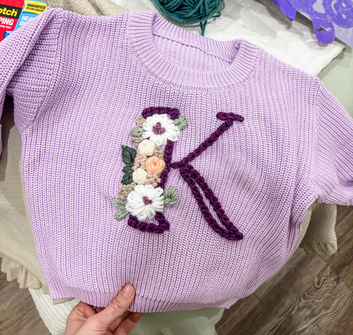 K initial sweater 💜
