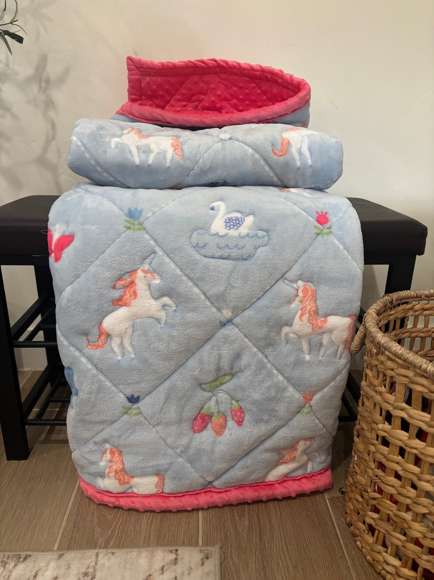 🦄🦢 Unicorn Swan Minky Blanket 🎀