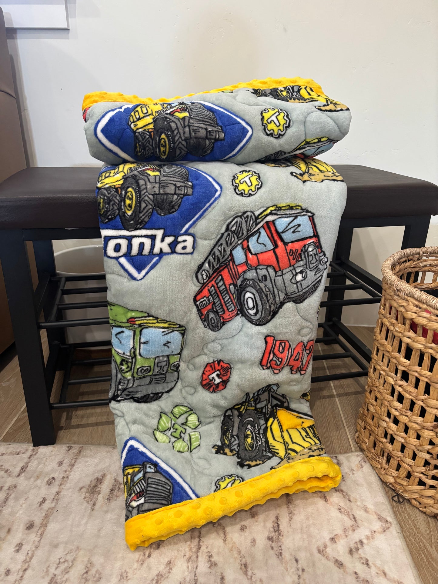 🚜 Tonka Working Vehicles — Yellow Minky