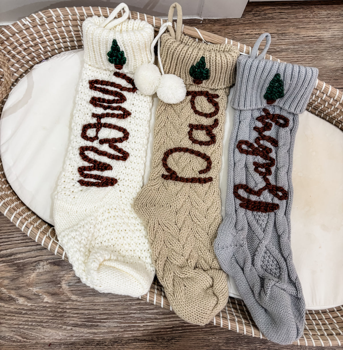 Personalized Christmas Knit Stockings set of 3