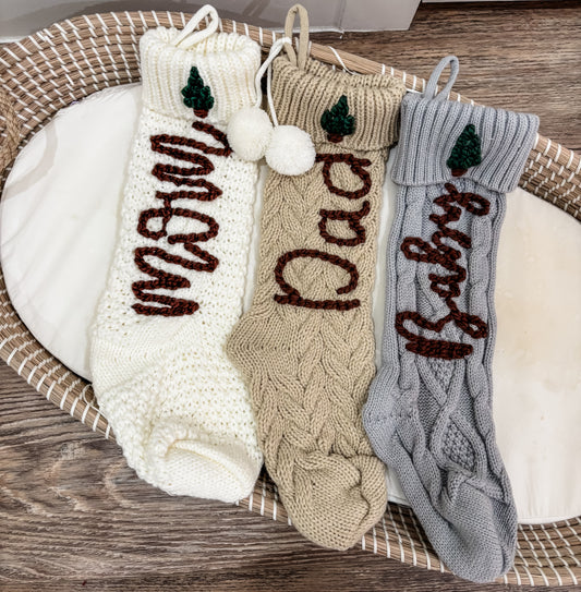 Personalized Christmas Knit Stockings set of 3
