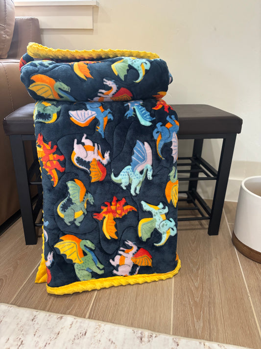 Colorful Dragons | Handmade Minky-Backed Quilt