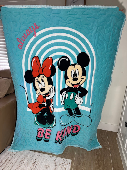 Mickey & Minnie Be Kind | Handmade Minky-Backed Quilt