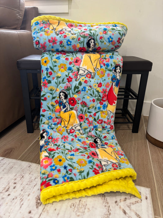 Snow White Floral | Handmade Minky-Backed Quilt