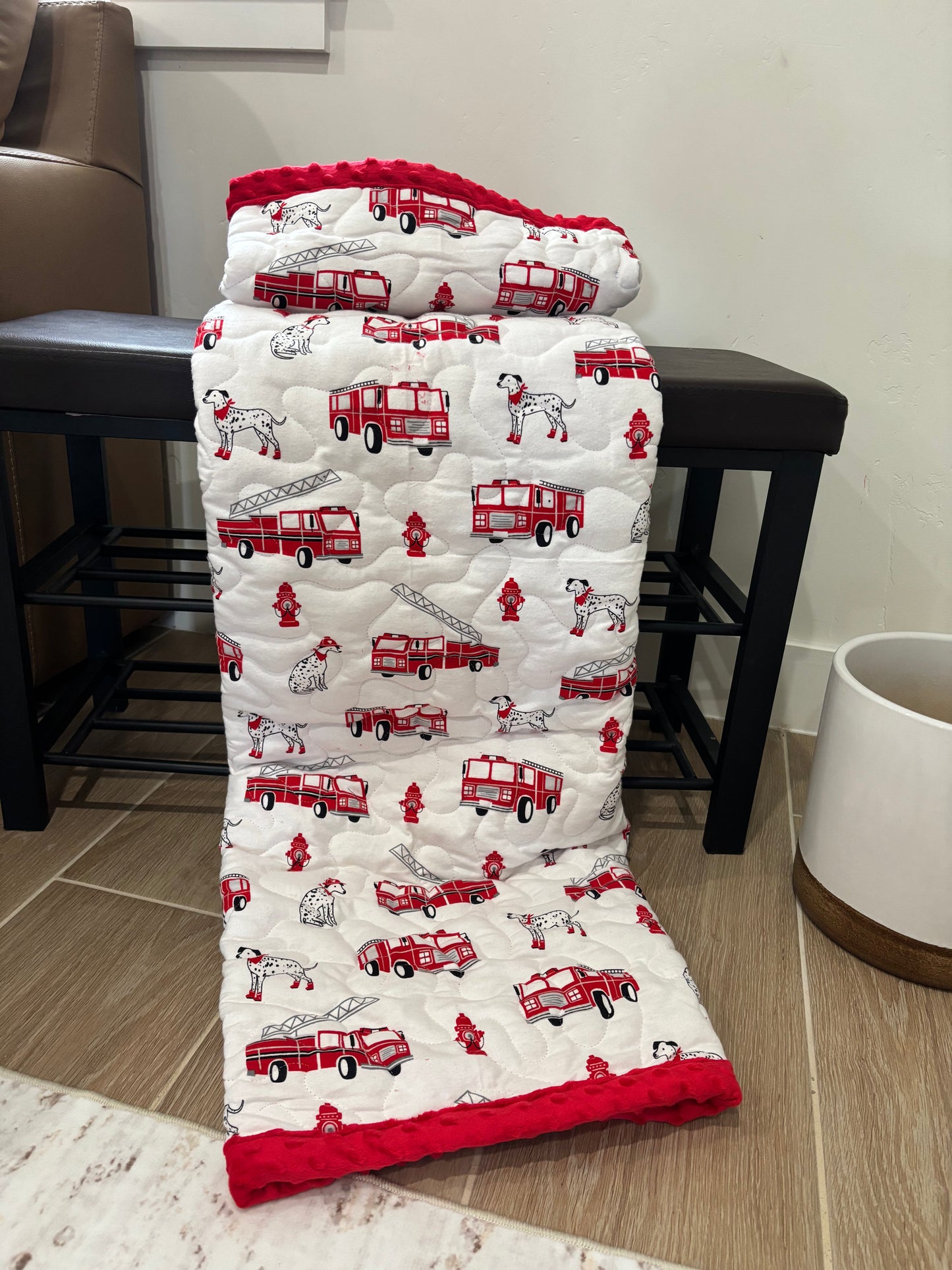 Little Firefighter | Handmade Minky-Backed Quilt