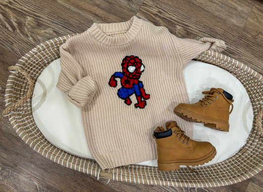 Spider-Man on cream sweater 🕷️🤍