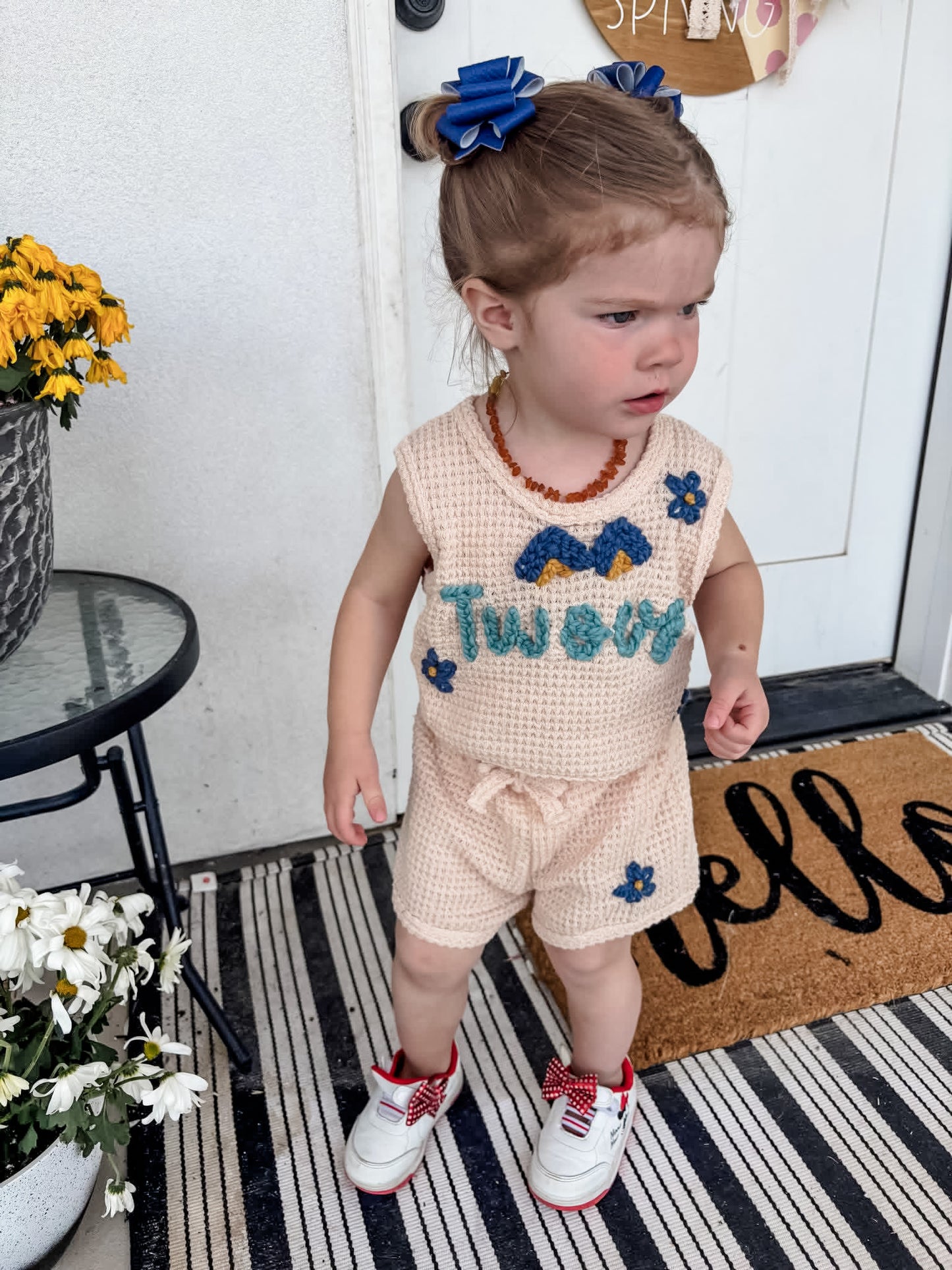 🍒 Beige Waffle Knit Cherry Short & Tank Set COLLABORATION