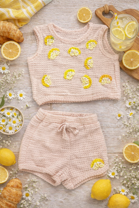 Hand Embroidered Lemon Knit Set 🍋